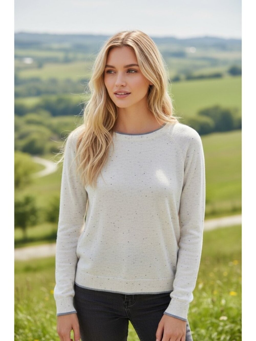 Smartwool Women's Ivory Speckled Wool Blend Crewneck Sweater Size L